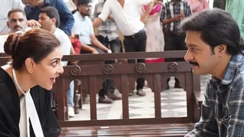 Kajal Aggarwal (L) and Shreyas Talpade (R) in The India Storry