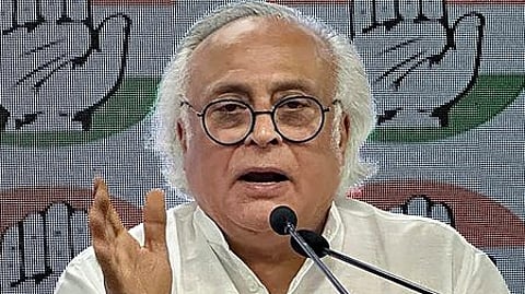 Congress general secretary in charge of communications Jairam Ramesh addresses the media at the AICC headquarters in Delhi.