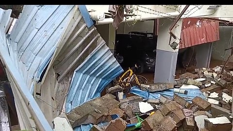 Due to the incident, water entered the complex and a car was also damaged.