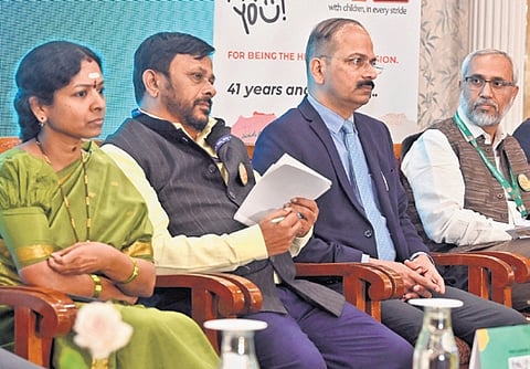 KSCPCR head K Naganna Gowda (second from left) with others