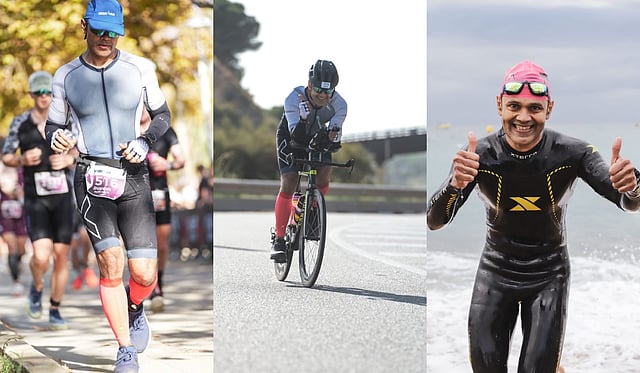 Rupesh S participating in the Ironman triathlon.