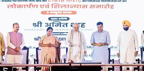 Union Home Minister Amit Shah with CM Rekha Gupta and other Ministers.