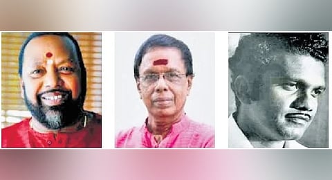 From left to right: Vidyadharan Master, R K Damodaran, K P Brahmanandan