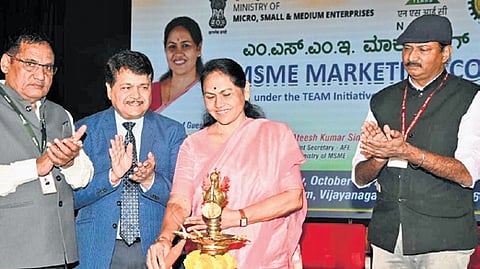 MoS for MSME Shobha Karandlaje inaugurates an MSME Marketing Summit in Bengaluru on Friday