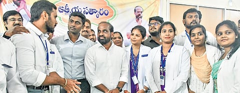 Minister Satya Kumar interacts with students of AYUSH colleges.