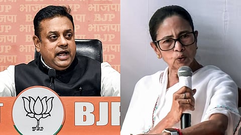 (L-R) BJP MP Sambit Patra and West Bengal Chief Minister Mamata Banerjee.