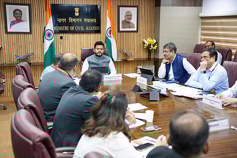 Union Civil Aviation Minister Ram Mohan Naidu, Aviation Secretary Samir Kumar Sinha, and DGCA Director General Faiz Ahmed Kidwai took part in the meeting on Friday.