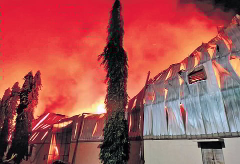 Fire tenders from Ongole rushed to the spot and, after a long effort, brought down the flames and completely extinguished the fire.