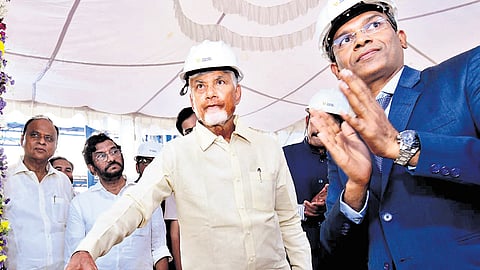 Chief Minister Nara Chandrababu Naidu inaugurating a bio-energy plant set up by Viswasamudra Group in Nellore district on Friday.