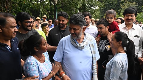 DCM DK Shivakumar during 'Walk with Bengaluru Citizens', at Lalbagh in Bengaluru on Saturday