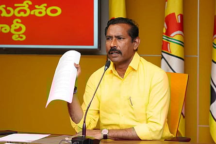 TDP state president Palla Srinivasa Rao addressing the media
