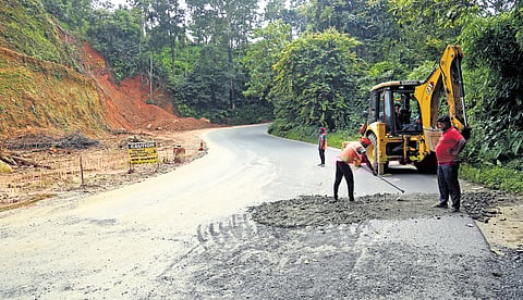 A view of the Neriamangalam-Valara stretch where the NH widening activities have been suspended