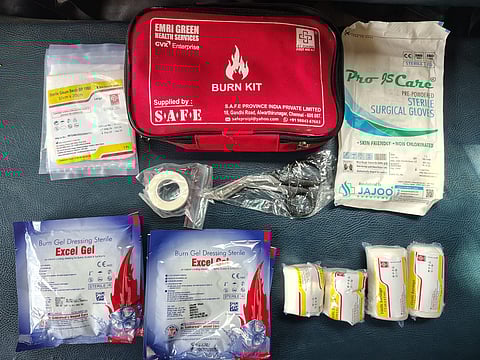 For the first time, ambulances are equipped with burn treatment kits containing sterile dressings