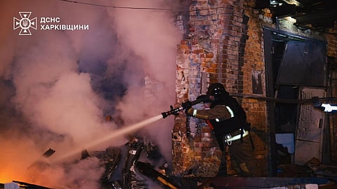 A Russian strike on Ukraine's northeastern city of Kharkiv.