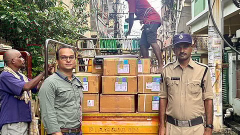 Rivicold Cold/Cough syrups seized in Kirby Life Sciences, a wholesale medical agency at Marripalem in Visakhapatnam on Monday.