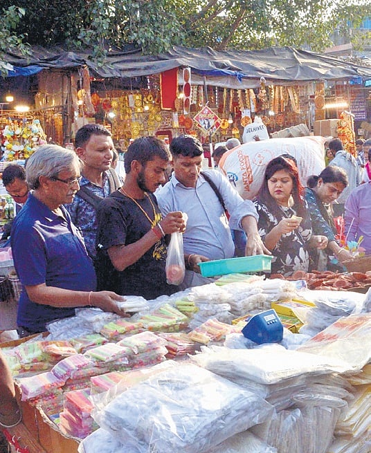 Narrow lanes of Sadar Bazar shimmer with tinsel, diyas and paper lanterns ahead of Diwali (Above & right)