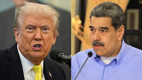 (L-R) A collage of US President Donald Trump and his Venezuelan counterpart Nicolas Maduro.