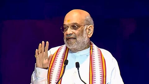 Union Home Minister Amit Shah addresses the gathering at the Extradition of Fugitives: Challenges and Strategies conference in New Delhi, Oct. 16, 2025.