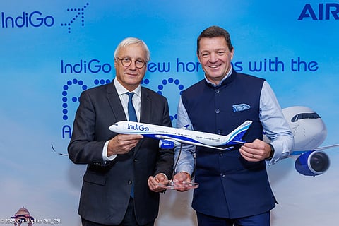With this, IndiGo has doubled its wide-body order of Airbus aircraft from 30 to 60. (Photo | Special arrangement)