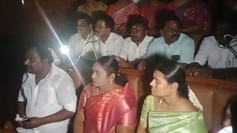 AIADMK councillors staging a sit-in protest in the Madurai Corporation Council hall