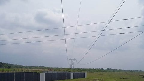 Low hanging power lines from Towers of TANTRANSCO in Kappalur near Thiruparankundram in Madurai district.
