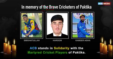 Afghanistan Cricket Board condoled killing of three of its domestic cricketers