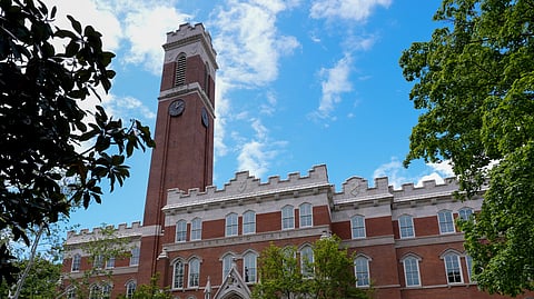 Pro-Palestinian supporters continue their encampment protest on Vanderbilt University campus Friday, May 3, 2024, in Nashville, Tenn.