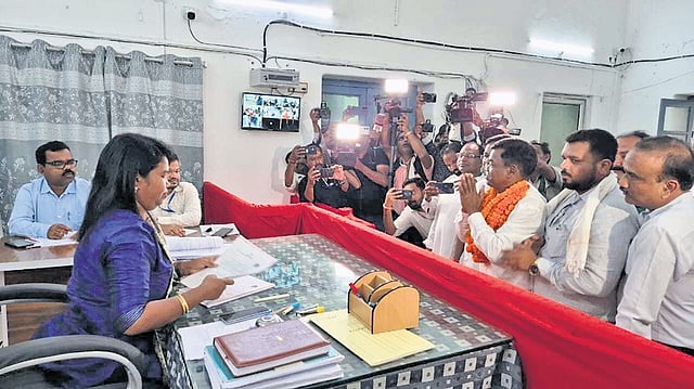 Ghasiram Majhi files nomination for the bypolls.