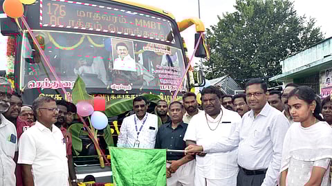 Transport Minister SS Sivasankar inaugurated the new Air-conditioned bus service from Sendurai in Ariyalur to Madhavaram in Chennai.
