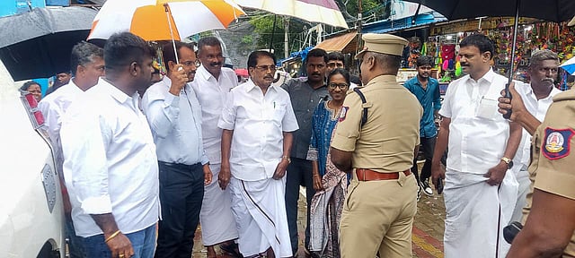Minister for Revenue and Disaster Management KKSSR Ramachandran inspecting the rain-affected areas in Tenkasi | EXPRESS