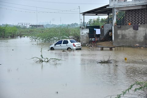 Rainwater stagnates at Aathibarasakthi Nagar in Thoothukudi