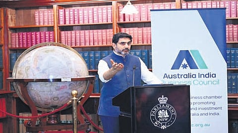 IT Minister Nara Lokesh addressing a business meeting in Australia