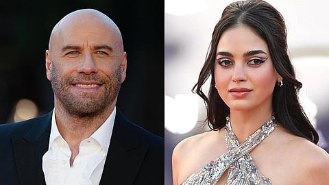 John Travolta (L) and Melissa Barrera (R)