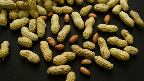 An arrangement of peanuts is seen Feb. 20, 2015, in New York.