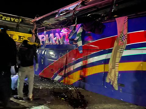 Four vehicles, including two buses, were involved in the collision.