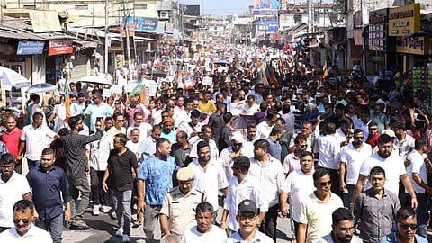 BJP workers at the rally organised demanding the speedy justice for music icon Zubeen Garg in Assam's Nalbari.