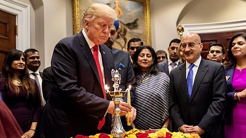 President Donald Trump participating in Diwali celebrations at the White House.