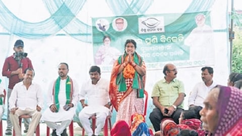BJD candidate Snehangini Chhuria addressing voters in Nuapada