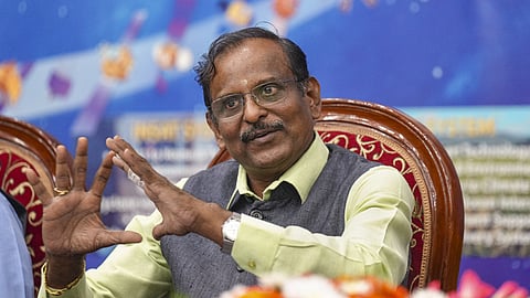 Indian Space Research Organisation (ISRO) Chairman V Narayanan addresses a press conference, in Bengaluru, Karnataka, Thursday, Oct. 23.