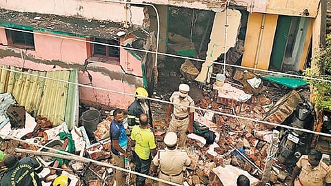 Usman Khan had stored potash in his house, which caught fire and resulted in the blast. The area has been searched by a forensic team and a dog squad.