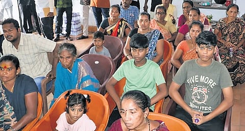 The distressed family members of eight Vizianagaraam fishermen.