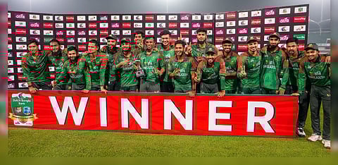 The dominant victory, its second largest overall and biggest ever against the Caribbean side, helped Bangladesh claim its first ODI series triumph since March 2024.