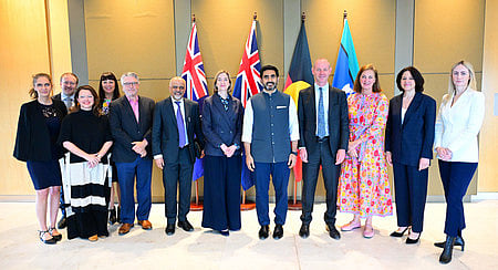 Minister for IT Nara Lokesh during International Education Round Table Meeting on Friday.