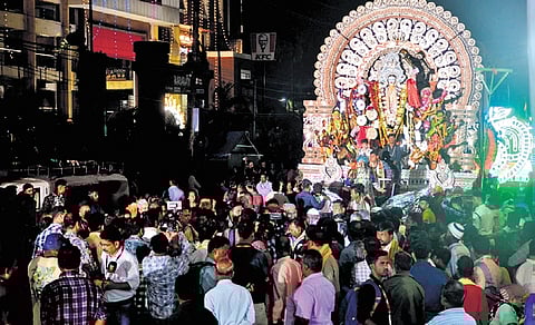 An immersion procession of Goddess Kali in Cuttack.