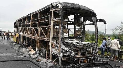 According to earlier findings of the police, the bike got stuck under the vehicle and was dragged for a few hundred metres before it caught fire, engulfing passengers in flames and resulting in multiple fatalities.