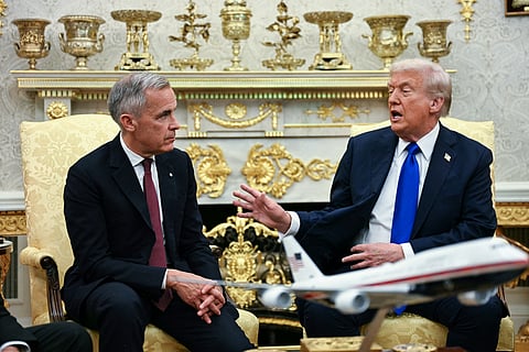Canada's Prime Minister Mark Carney (L) and President Donald Trump