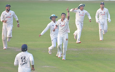 Delhi pacer Navdeep Saini claimed two wickets against Himachal Pradesh in New Delhi on Sunday. Himachal were 165/3 at the end of second day while chasing Delhi's total of 430