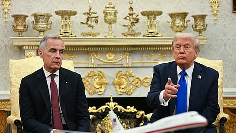 Canada's Prime Minister Mark Carney (L) and President Donald Trump.