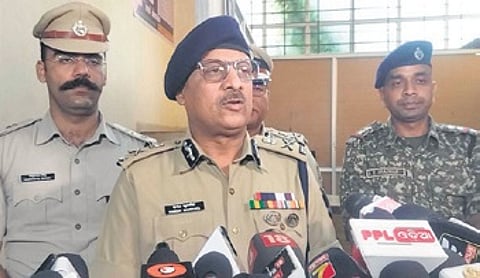 DGP YB Khurania addressing the press after the review meeting.