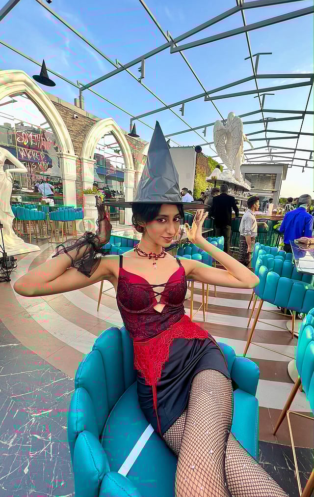 Influencer Vishnupriya, in a stylish Halloween look